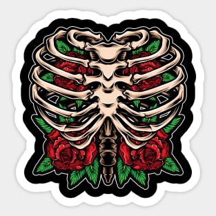 Skeleton Bonies  and Roses Sticker